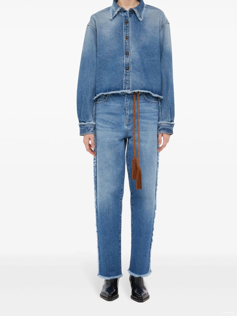 Affordable Alanui frayed denim cropped jacket Women 0710